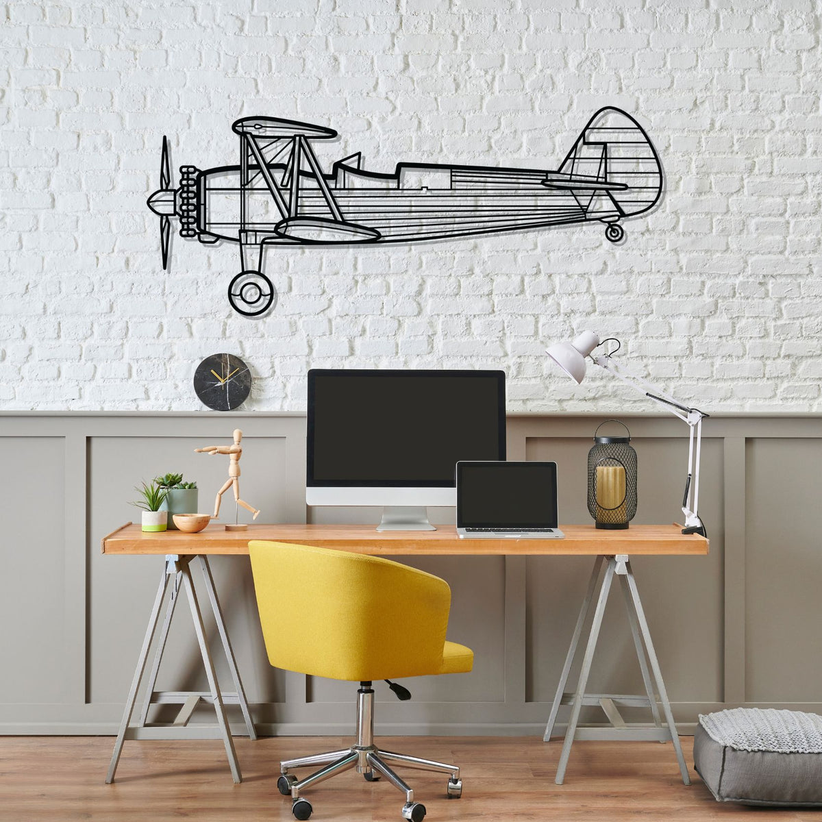 Stearman 75 Silhouette Metal Wall Art