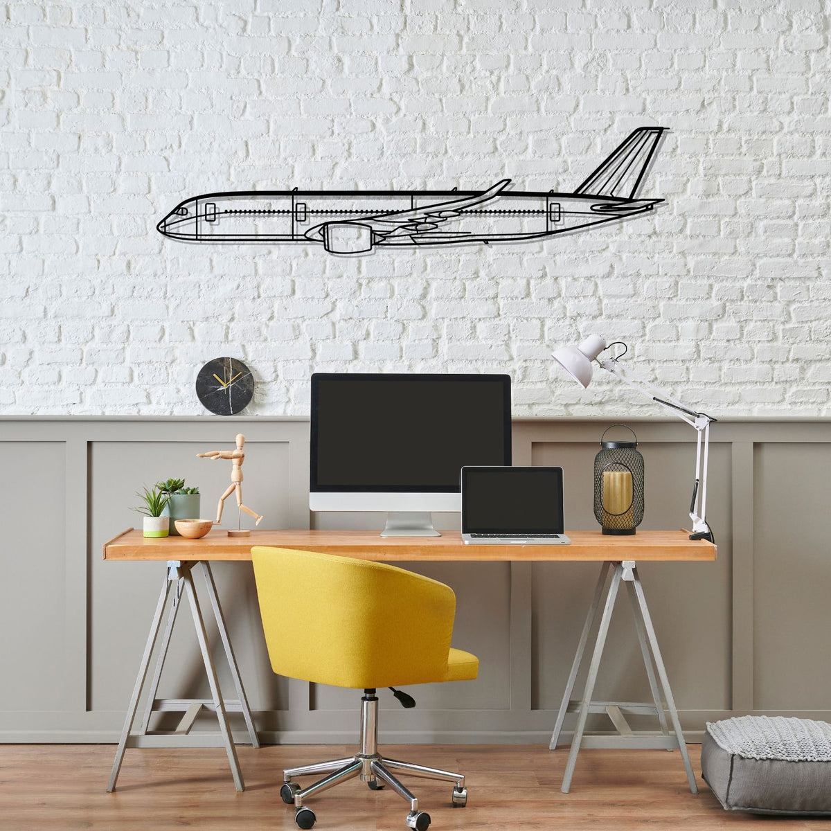 A350 Silhouette Metal Wall Art