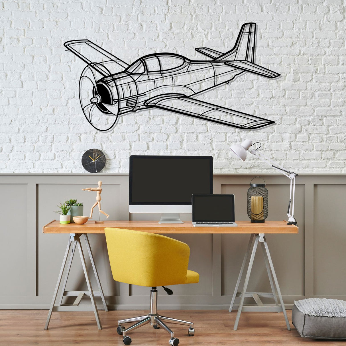 T-28 Trojan Angle Silhouette Metal Wall Art