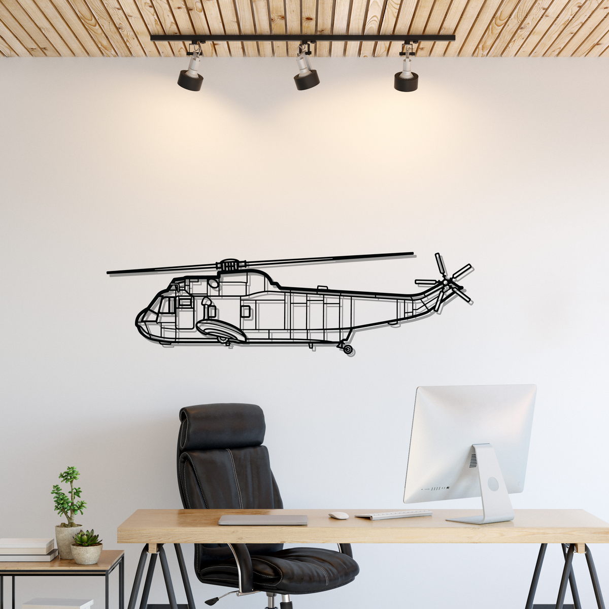 SH-3 Sea King Silhouette Metal Wall Art