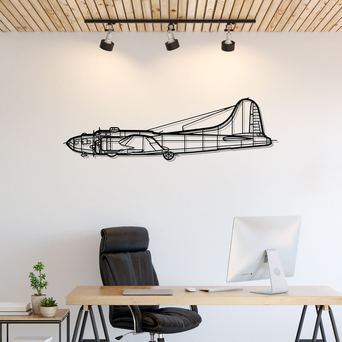B-17 Silhouette Metal Wall Art