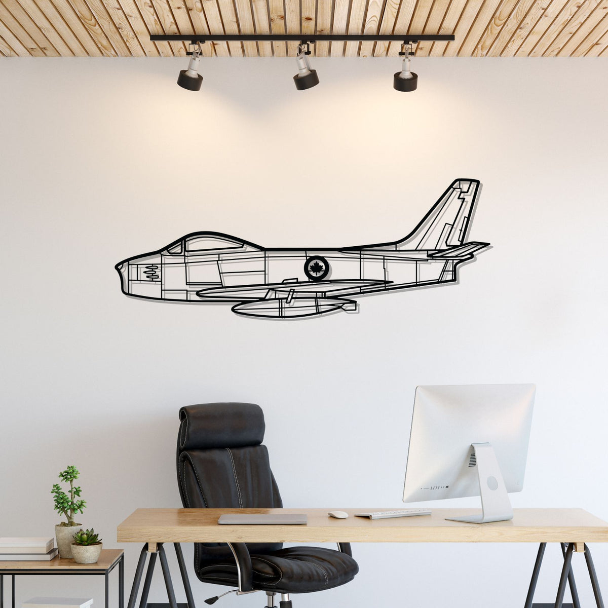 F86 Sabre Canada Silhouette Metal Wall Art