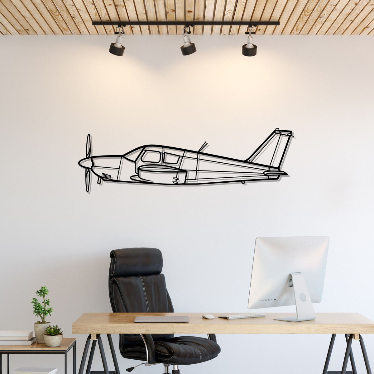 PA-28 Cherokee Silhouette Metal Wall Art
