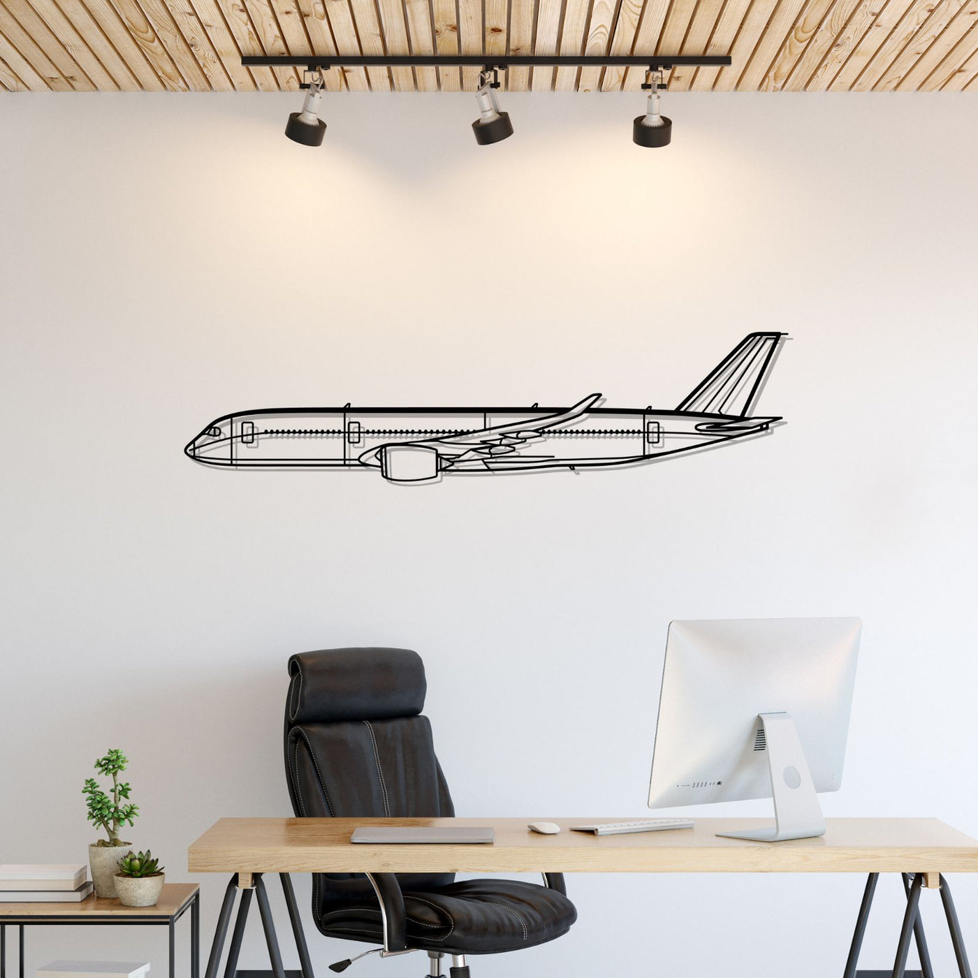 A350 Silhouette Metal Wall Art