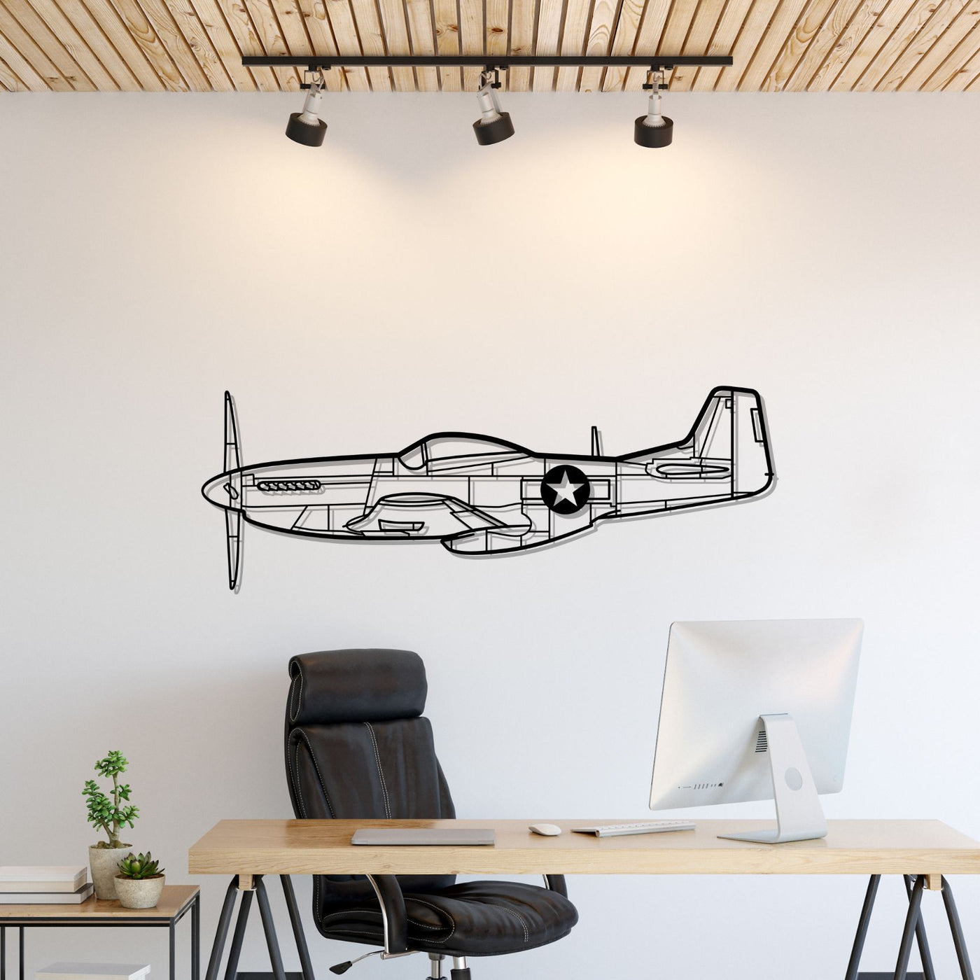 P-51 Mustang Silhouette Metal Wall Art