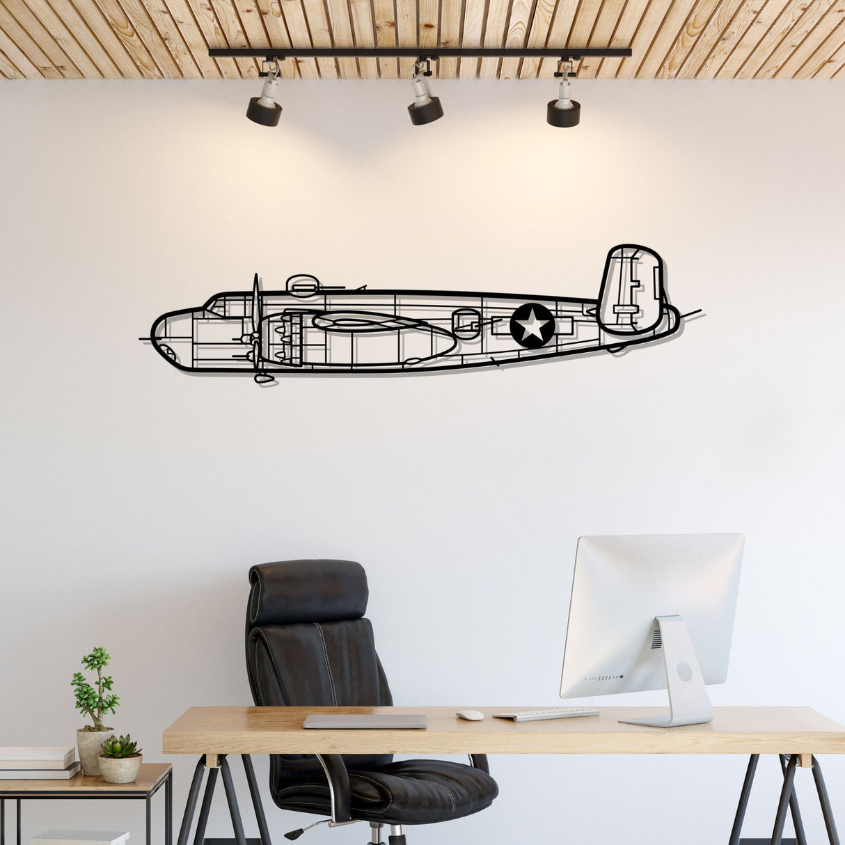 B-25H Silhouette Metal Wall Art